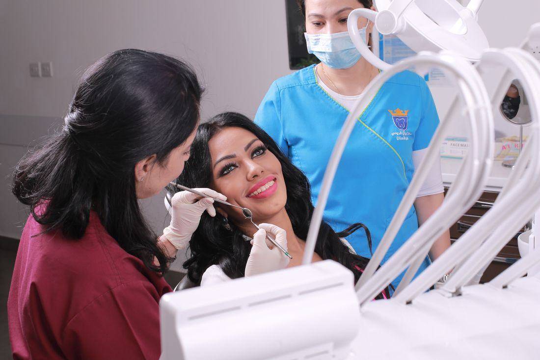 Patient smiling during a check-up