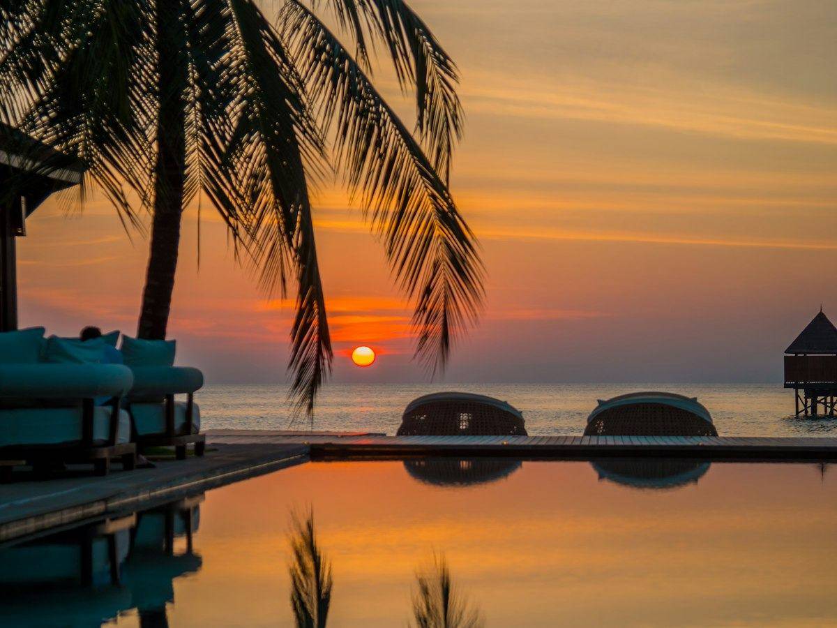 Sunset over the pool