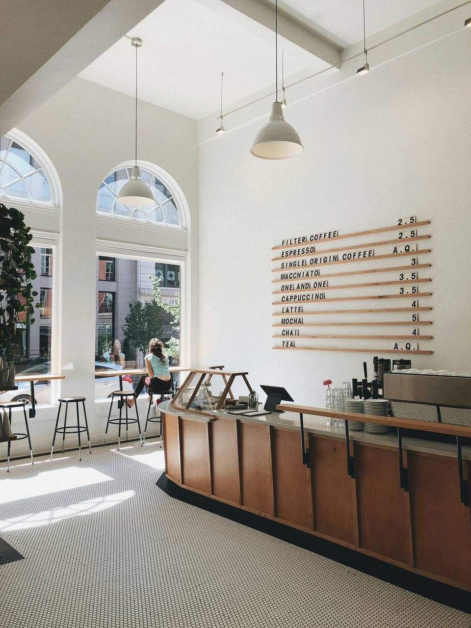 Café with tall windows