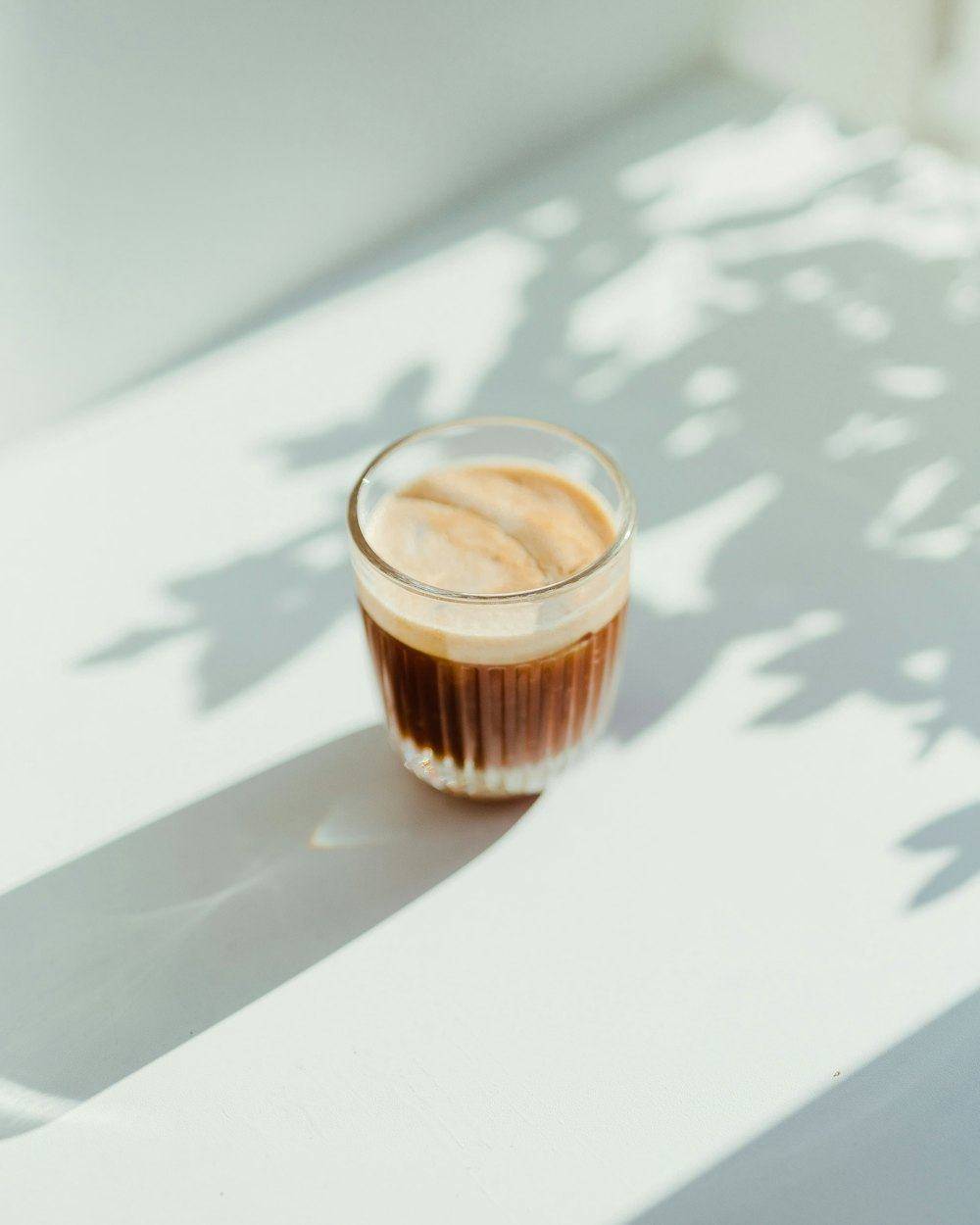 Iced coffee in sunlight